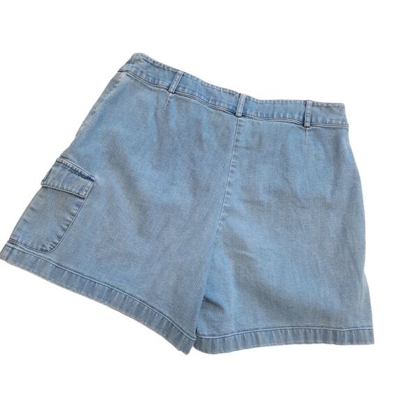 VINTAGE 90s Cargo Mom Shorts size 10 Stretch Denim High Rise - Picture 3 of 4
